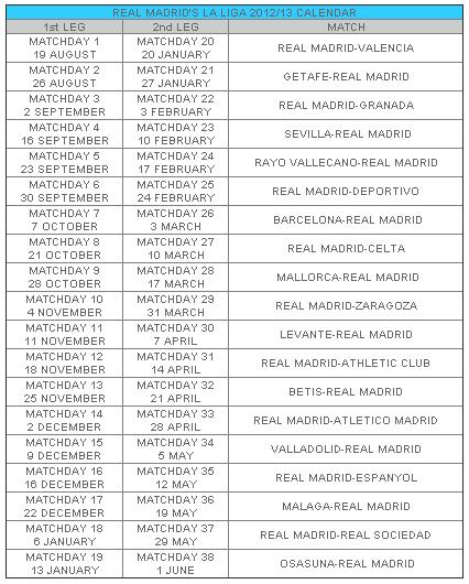 Real madrid schedule 2016