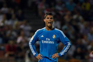 Real Madrid's Cristiano Ronaldo reacts during their Spanish first division soccer match against Granada at Los Carmenes stadium in Granada
