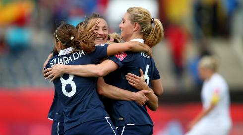 France celebrate their goal
