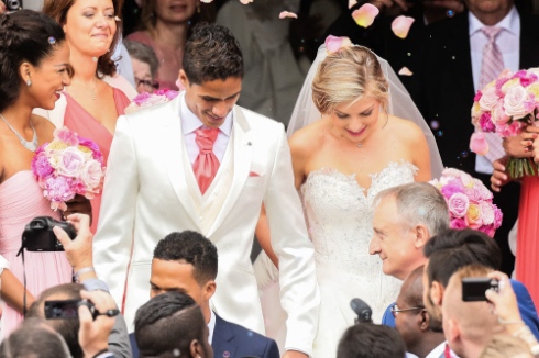 Wedding of Real Madrid soccer player Raphael Varane and Camille Tytgat at le Touquet Town Hall followed by a religous wedding at Sainte-Jeanne d'Arc church. 20/06/2015