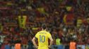 Sweden's forward Zlatan Ibrahimovic stands on the pith at the end of the Euro 2016 group E football match between Sweden and Belgium at the Allianz Riviera stadium in Nice on June 22, 2016. / AFP / JONATHAN NACKSTRAND (Photo credit should read JONATHAN NACKSTRAND/AFP/Getty Images)